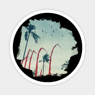 Coconut Palm Trees And Red Flags Magnet